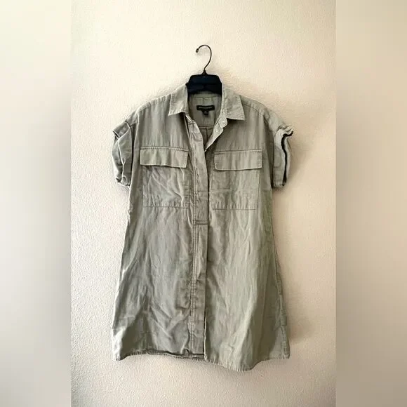 Banana Republic Green Utility Shirtdress - Picture 3 of 11